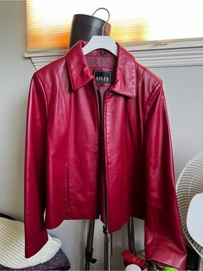 Red Leather Jacket Size Large